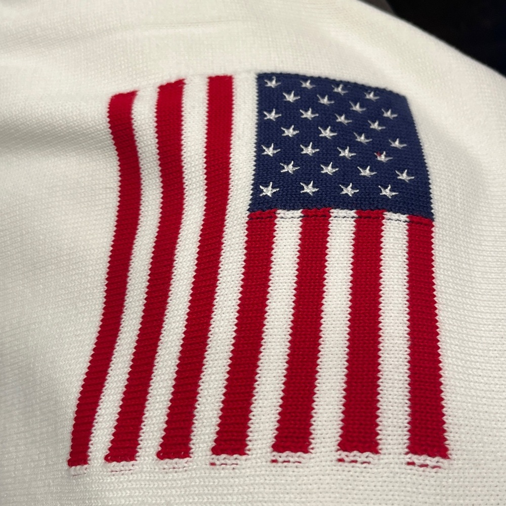 HARPER AND IVY- Nautical White Crewneck Sweater with American Flag size XL - Picture 6 of 7